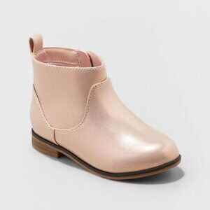Cat & Jack‎ Girl's Pink Metallic Chelsea Ankle Boots Toddler Size 5 Shoes